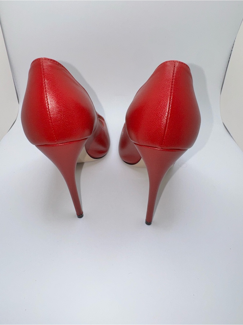 Gucci Malaga Kid Leather Double Strap Pumps Heels Red 39.5 - Picture 4 of 13